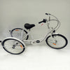 24" Adult Tricycle 6 Speeds White 3 Wheel Bicycle Cruise Trike W/ Basket & Lamp