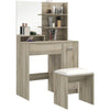 Dressing Table Vanity Desk with Mirror Stool Drawer Storage Makeup Table Wood