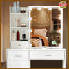 White Dressing Table Vanity Makeup Desk With Hollywood LED Mirror And 6 Drawers