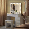 Dressing Table LED Lighting Bulbs Vanity 5 Storage Drawer Stretchable with Stool