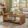 Solid Wood Coffee Table for Living Room, 47.24" Rectangular Low Cocktail Table