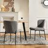 2PC Grey Dining Chairs Velvet Upholstered Seat Kitchen Chair Metal Legs