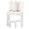Dressing Table w/ Large Mirror and Stool,Vanity Table with Adjustable Brightnes