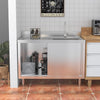 Sink Stainless Steel Catering Kitchen Cabinet Single Bowl 1.0 Unit LH Drainer UK
