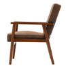 Distressed Tan Leather Upholstered Armchair Accent Chair Solid Wooden Frame Sofa
