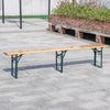 Outdoor Wooden Folding Beer Table Bench Garden Furniture Set Steel Trestle Legs