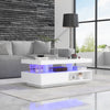 LED Coffee Table High Gloss Tea Table 2 Drawer Storage Modern Home Living Room