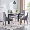 4x Grey Wood Dining Chairs Rivet Armchairs&Black Marble MDF Top Dining Table Set