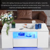 Table Drawer High Furniture Storage Modern Room Living LED Gloss 2 Wooden Coffee