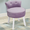Light Purple Velvet Stool Dressing Table Chair Dining Seat with White Wood Legs