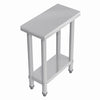 Stainless Steel Kitchen Work Bench Catering Table Worktable W/Undershelf, Wheels