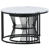 Round Coffee Tables Set of 2 End Table Nesting Tables Marble Pattern Living Room