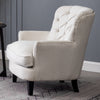 Upholstered Linen Armchair Stud Button Back Fireside Chair Lounge Sofa Wood Legs