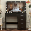 Makeup Desk Dressing Table Vanity Set With Large Mirror 11 LED Bulbs & 5 Drawers