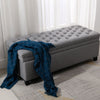 Large Linen Ottoman w/ Storage Button-Tufted Bedroom Bench Hinge End Of Stool