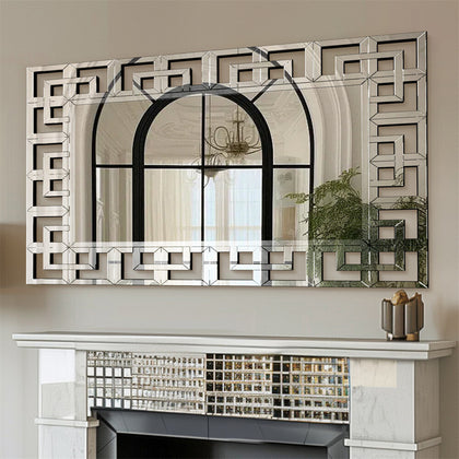 1.2m Oversized Wall Mirror Silver Grecian Venetian Art Accent Mirror Fireplace