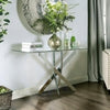 Clear Tempered Glass Console Table Living Room Hallway Side Table Chrome Legs