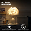 Elegant Fluffy White Feather Table Lamp Nightstand LED Lights Decor Night Light