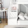 Kids Bunk Bed High Sleeper Bed with Slide Ladder 3FT Single Pine Bed Frame White