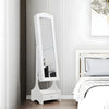 Tall Jewelry Cabinet Full Length Mirror Swivel Lockable Jewelry Organiser Drawer