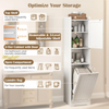 Bathroom Tall Cabinet Slim Storage Unit Tilt Out Laundry Hamper Floor White