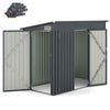 Garden Utility Tool Shed Organizer Galvanized Metal Frame-Grey