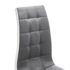 Grey Faux Leather Dining Room Chairs 2/4-Piece Plaid PU Padded Kitchen Chair Set