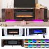 70'' TV Stand Cabinet, 36'' Electric Fireplace Media Entertainment LED RGB Light