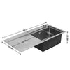 Large Deep Single Bowl Square 304 Stainless Steel Kitchen Sink w/ Drainer Kit UK