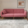 Fabric Sofa Bed Love Seat Sofa Settee Couch with Gold Metal Legs & Cushions Pink