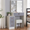 Modern Dressing Table Vanity Set with LED Mirror Cabinet Stool 4 Drawers Gift UK