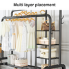 120KG Heavy Duty Double Clothes Rail Load Cloth Rack With Shelves Shoe Stand New