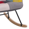 Single Rocking Chair Upholstered Linen Fabric Leisure Armchair with Wooden Legs