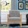 Linen Fabric Armchair Solid Wooden Frame Padded Cushion Seat Retro Single Sofa