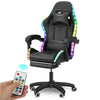 Luxury Black Gaming Chair w/ Bluetooth Speakers, RGB Lighting,Footrest & Ncabcll