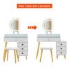 Dressing Table LED Round Mirror Vanity Glass Top Make up Desk Stool Cabinet Set