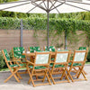 Folding Garden Chairs 8 pcs Green Fabric and Solid Wood T8D2