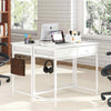 Computer Desk Home Office Desk with 4 Hanging Hooks-White