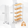 5-Tier Portable Storage Rack Shelves Foldable Shelving Unit w/Detachable Wheels