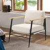 Retro Wood Armrest Occasion Armchair Single Sofa Metal Frame Cushioned Chair