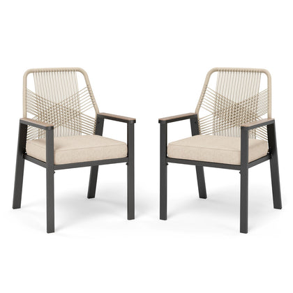 2x Patio Chair Rattan Chair Dining Chair Garden Furniture Wicker Chair W/Cushion