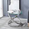 Tempered Glass Coffee Table Round Accent Side Table Chrome Base Home Office