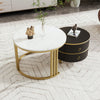 Round Coffee Table For Living Room Nest of Side End Tables Set of 2, White/Black