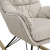 Solid Wood Rocking Chair Upholstered Linen/Velvet Fabric High Back Lounge Seat