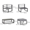 5pcs Patio Sofa Set Padded Cushion w/ Footstool Table Aluminium Frame Grey