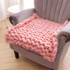Pink Chunky Handmade Knitted Throw Large Soft Warm Sofa Bed Blanket Quilt Mat UK