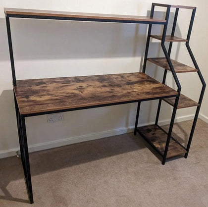 Large Computer Desk Home Office Pc Table Bookcase Workstation Industrial Metal