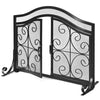 Magnetic 2 Doors Fireplace Screen Gate Large Spark Fire Guard Mesh Protector