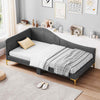 Single Size Upholstered Daybed Rivet-Tufted Platform Bed-Grey
