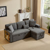 L-Shaped 3 Seater Corner Sofa Bed Pull Out Sectional Couch with Storage, Grey